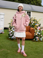 Harsh and Cruel Floral Garland Embroidered Text HACR Hoodie