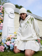 Harsh and Cruel Floral Garland Embroidered Text HACR Hoodie