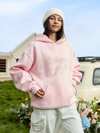 Harsh and Cruel Handwritten Font Pearl Embellished Crafted Hoodie