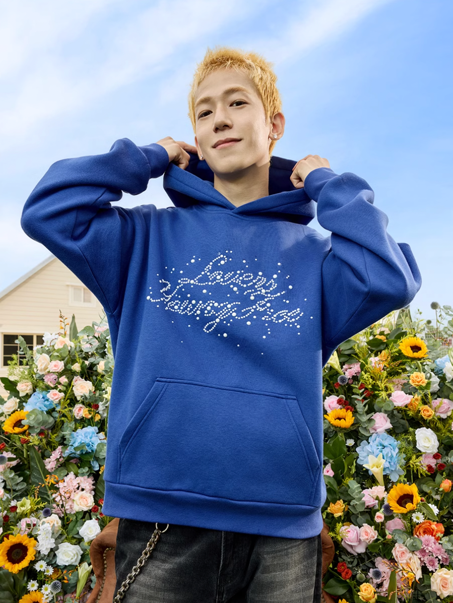 Harsh and Cruel Handwritten Font Pearl Embellished Crafted Hoodie