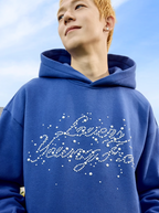 Harsh and Cruel Handwritten Font Pearl Embellished Crafted Hoodie