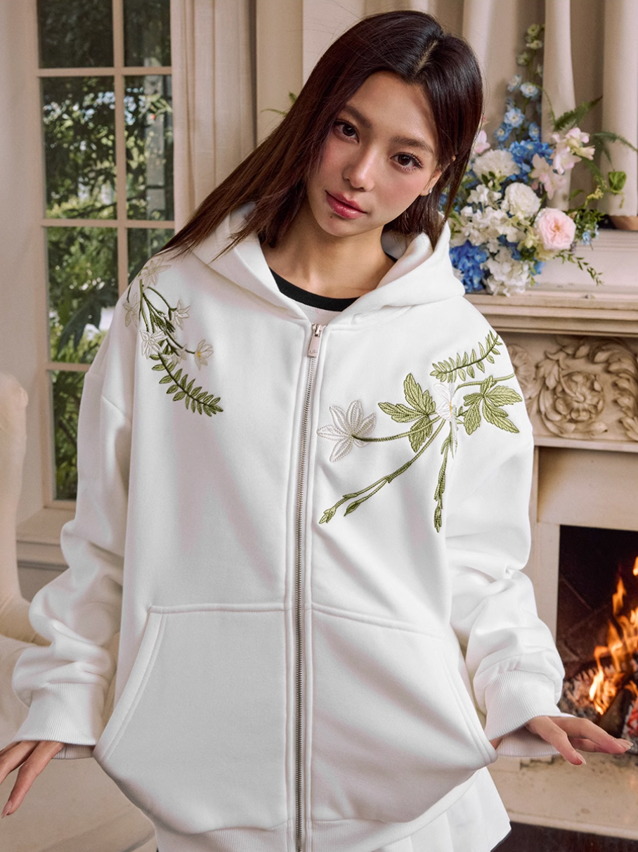 Harsh and Cruel Floral Garland Wreath Embroidered Hoodie