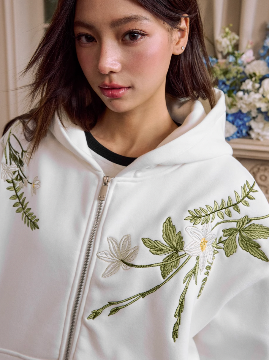 Harsh and Cruel Floral Garland Wreath Embroidered Hoodie