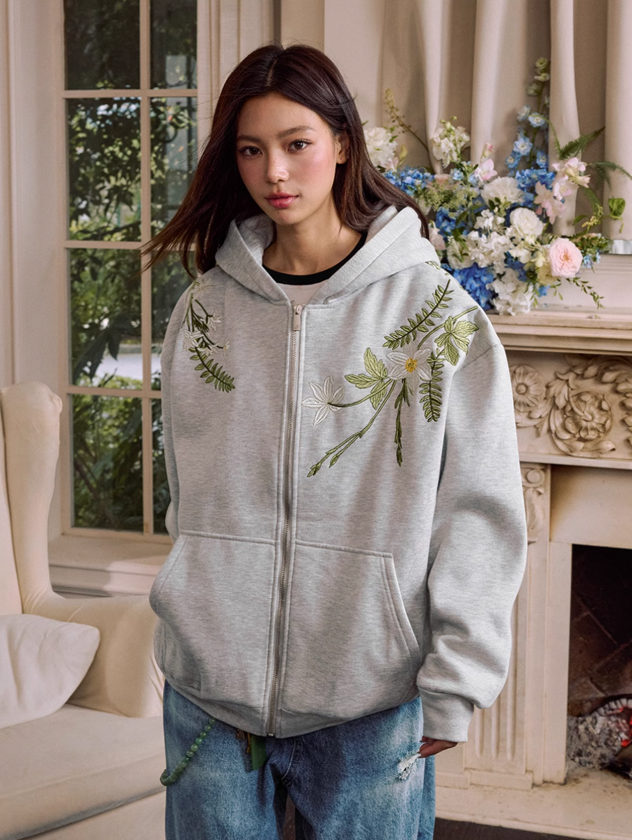 Harsh and Cruel Floral Garland Wreath Embroidered Hoodie