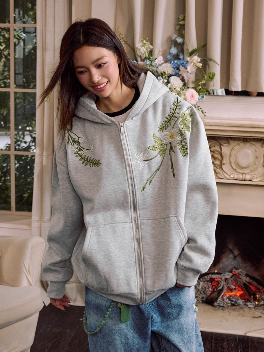 Harsh and Cruel Floral Garland Wreath Embroidered Hoodie