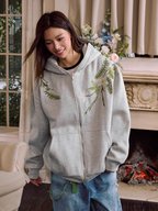 Harsh and Cruel Floral Garland Wreath Embroidered Hoodie