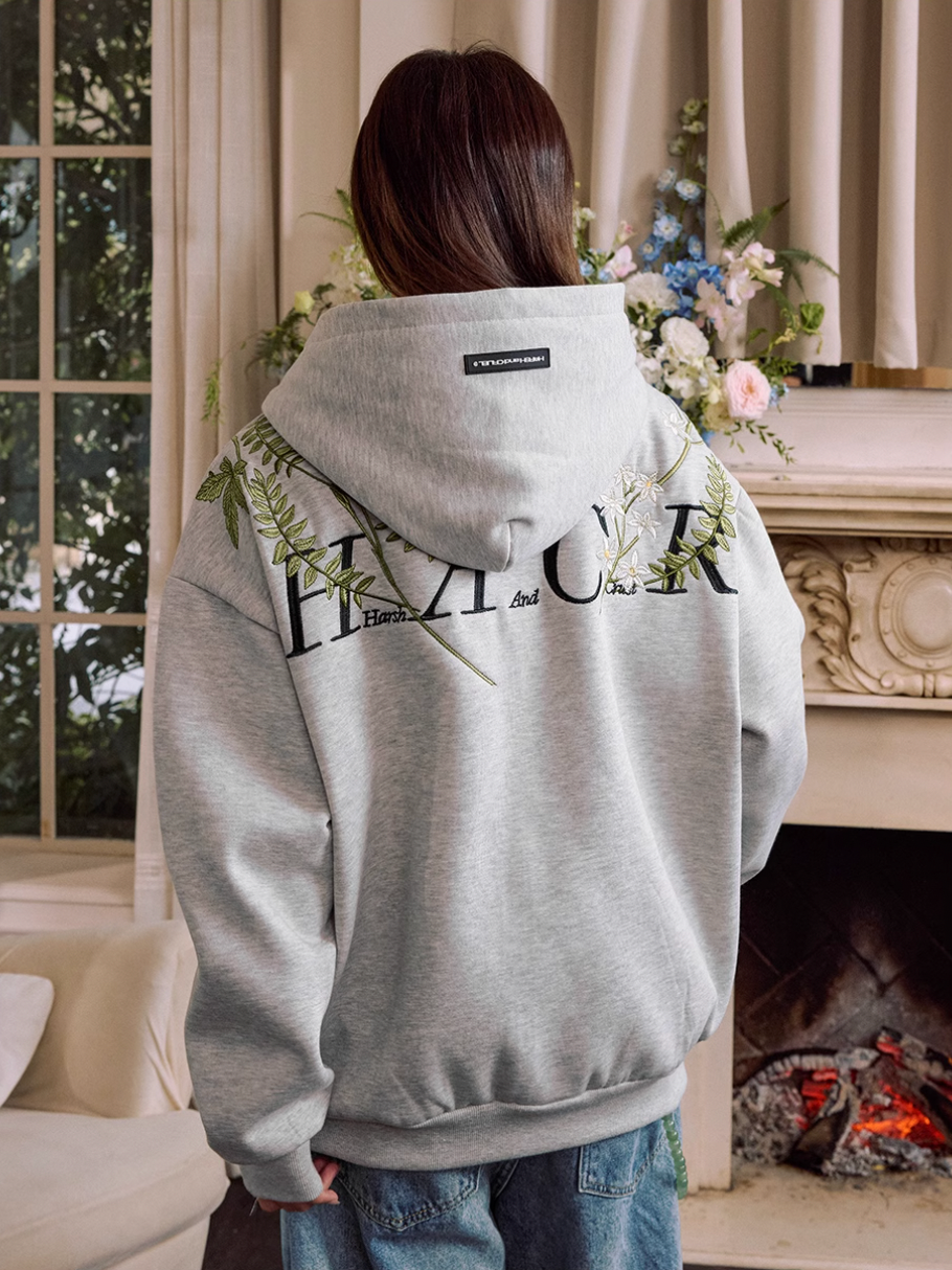 Harsh and Cruel Floral Garland Wreath Embroidered Hoodie