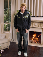 Harsh and Cruel Floral Garland Wreath Embroidered Hoodie