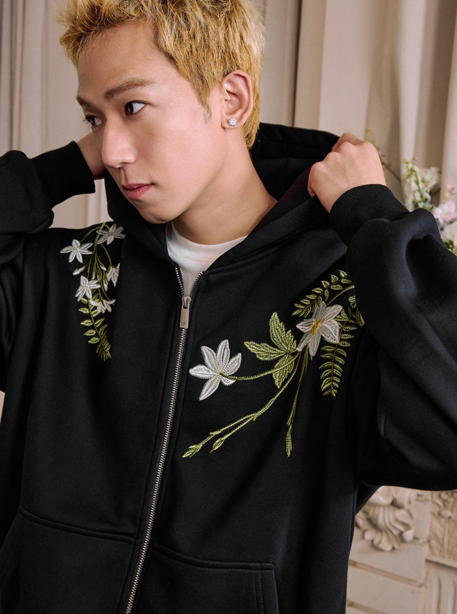 Harsh and Cruel Floral Garland Wreath Embroidered Hoodie