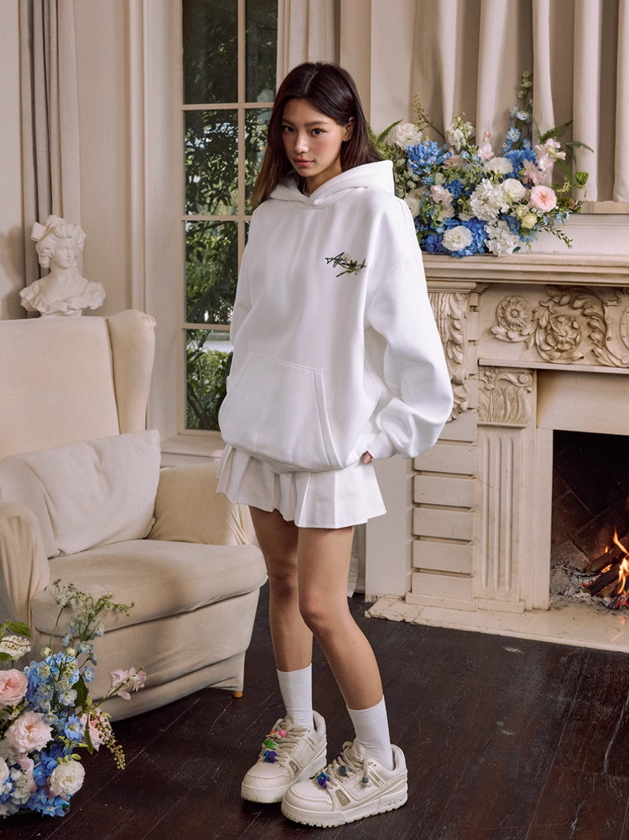 Harsh and Cruel Floral Wreath Embroidered Botanical Hoodie