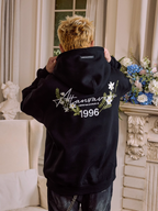 Harsh and Cruel Floral Wreath Embroidered Botanical Hoodie