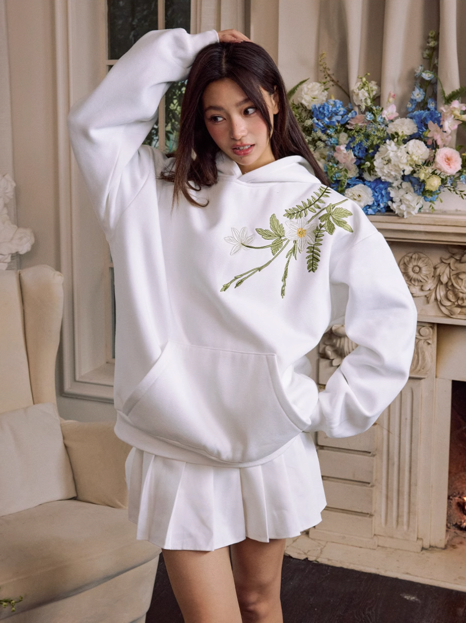 Harsh and Cruel Botanical Darts Logo Floral Embroidered Hoodie