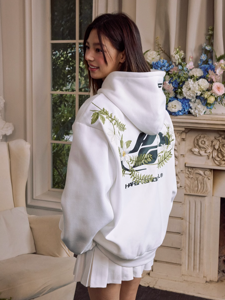 Harsh and Cruel Botanical Darts Logo Floral Embroidered Hoodie