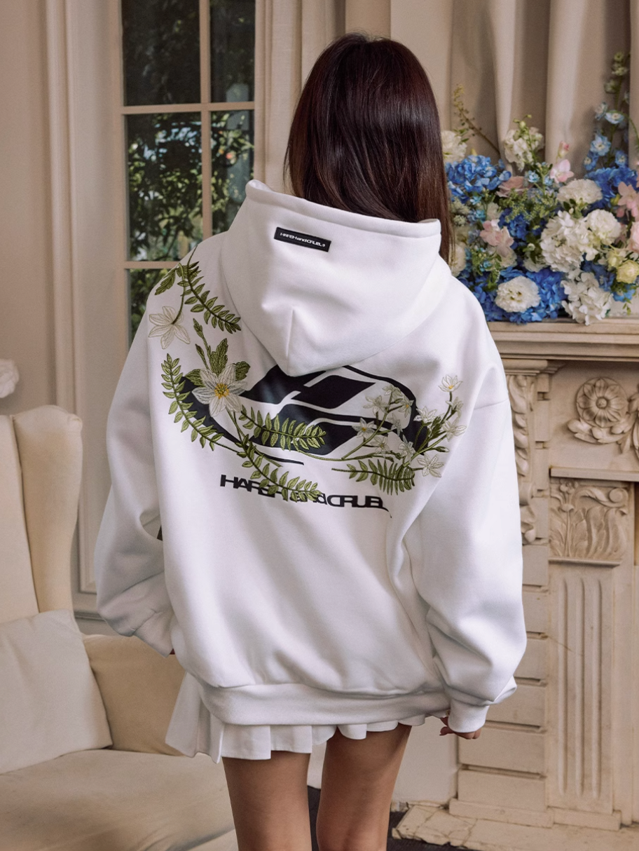 Harsh and Cruel Botanical Darts Logo Floral Embroidered Hoodie