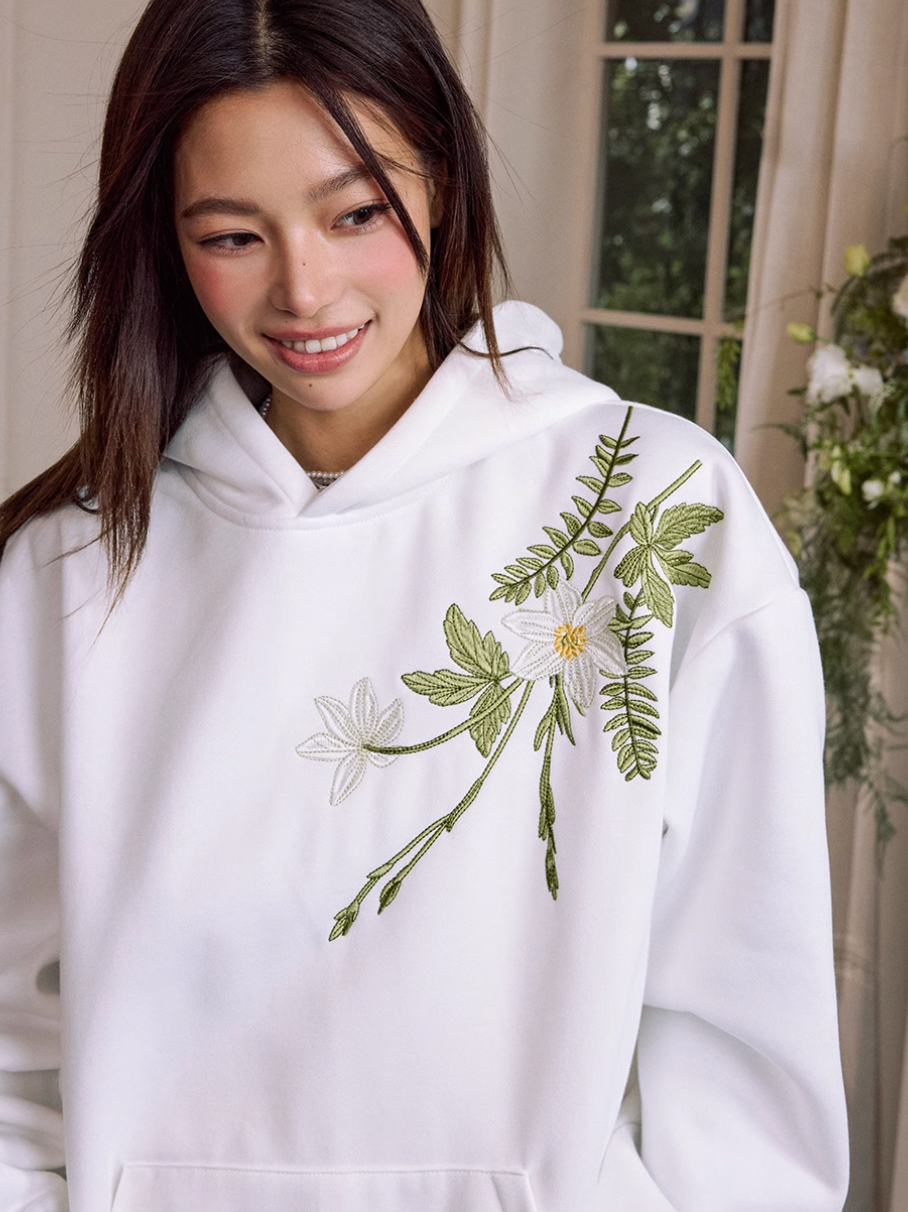 Harsh and Cruel Botanical Darts Logo Floral Embroidered Hoodie