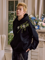 Harsh and Cruel Botanical Darts Logo Floral Embroidered Hoodie