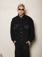 S45 Basic Embroidery Star Studs Long Sleeved Shirt