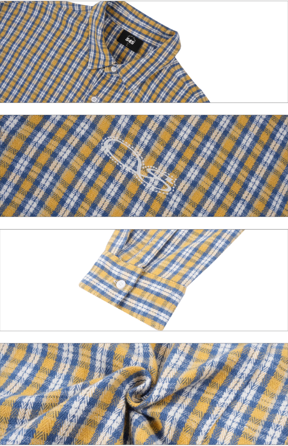 S45 Basic Embroidered Logo Plaid Long Sleeved Shirt
