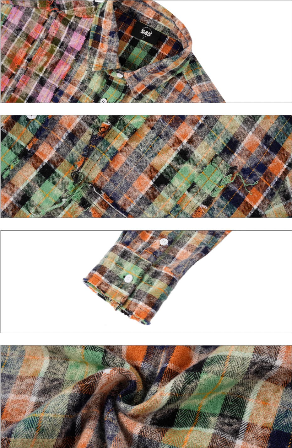 S45 Patchwork Plaid Long Sleeved Shirt