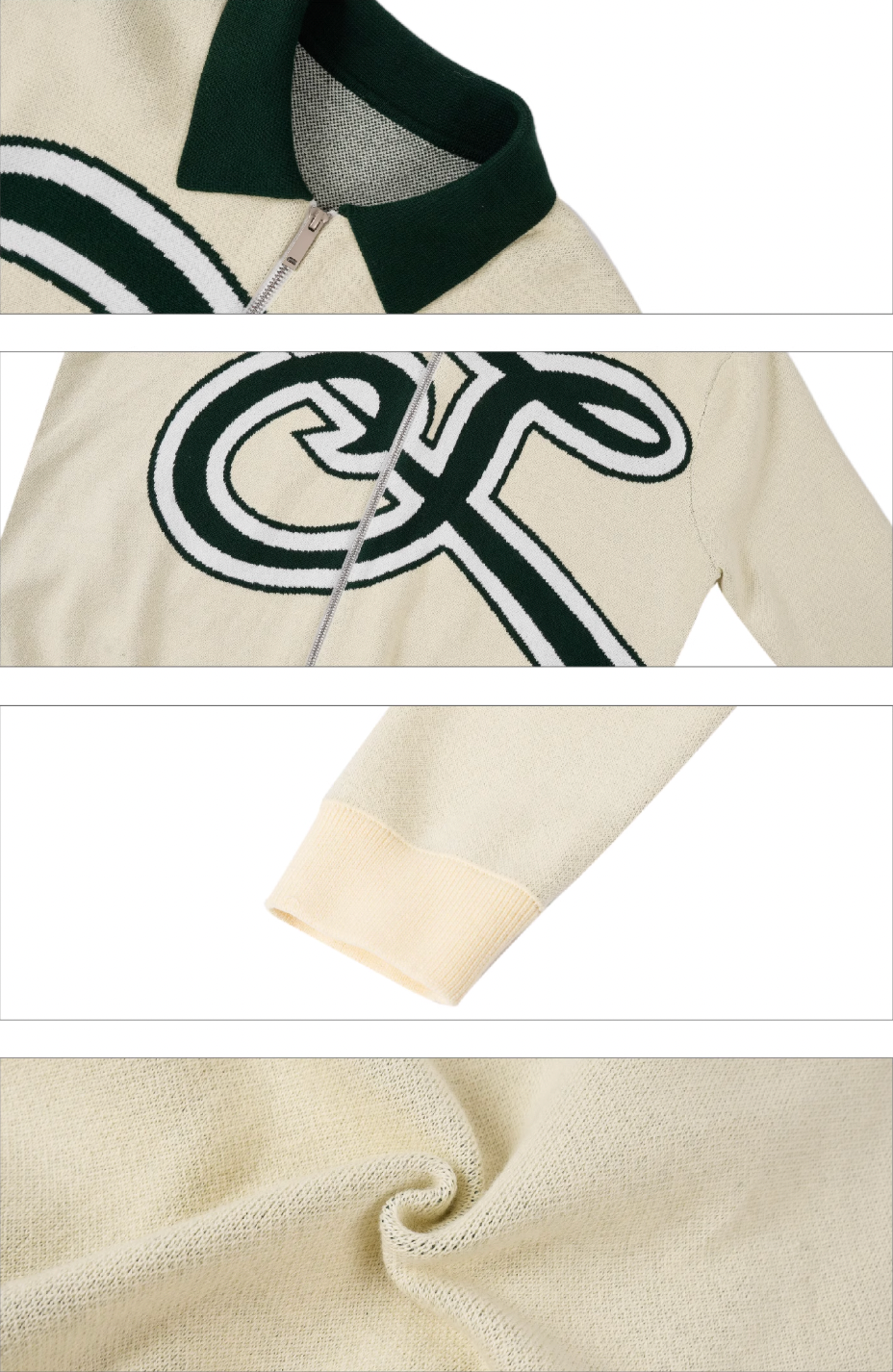 S45 Handwritten S Letter Zip Up Knit Cardigan