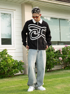 S45 Handwritten S Letter Zip Up Knit Cardigan