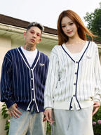 S45 Vertical Stripe Logo Knit Cardigan