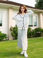 S45 Vertical Stripe Logo Knit Cardigan
