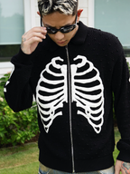 S45 Skeleton Mesh Zip Up Knit Cardigan