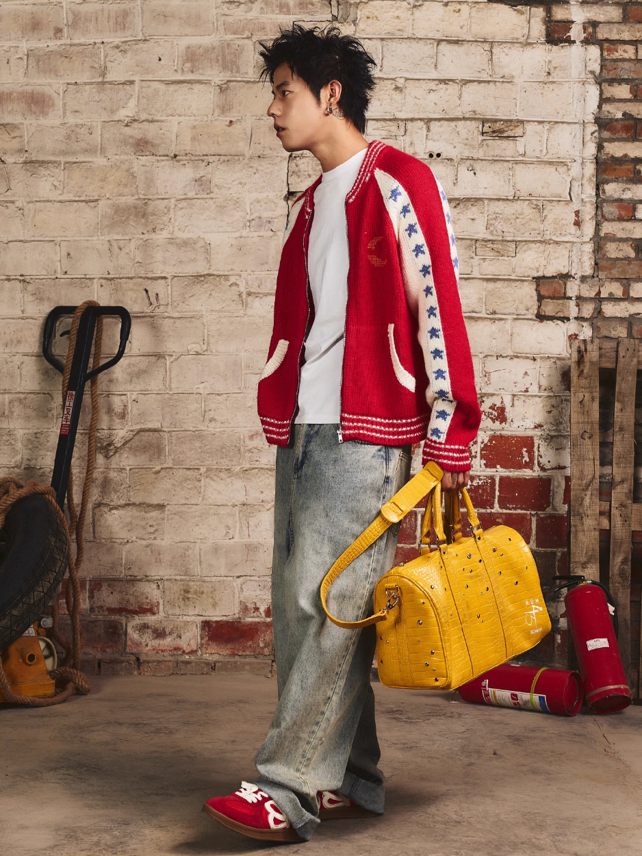 S45 Color Blocking Star Zip Up Cowichan Cardigan