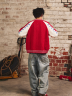 S45 Color Blocking Star Zip Up Cowichan Cardigan