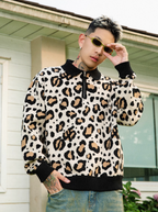S45 Leopard Jacquard Polo Collar Knit Sweater