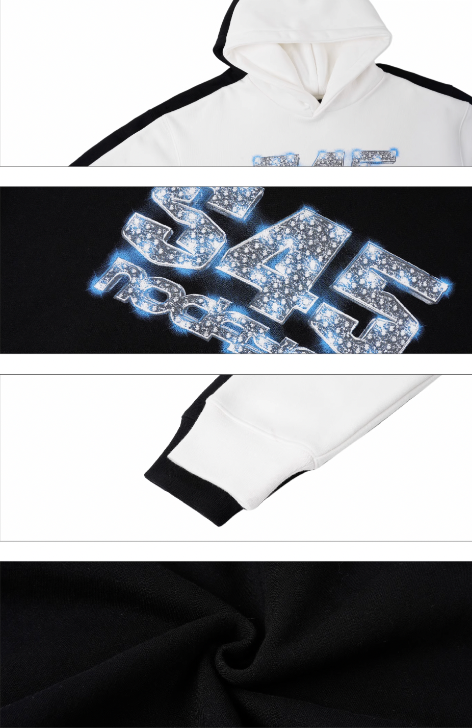 S45 Ice Blue Full Diamond Print Logo Hoodie