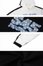 S45 Ice Blue Full Diamond Print Logo Hoodie