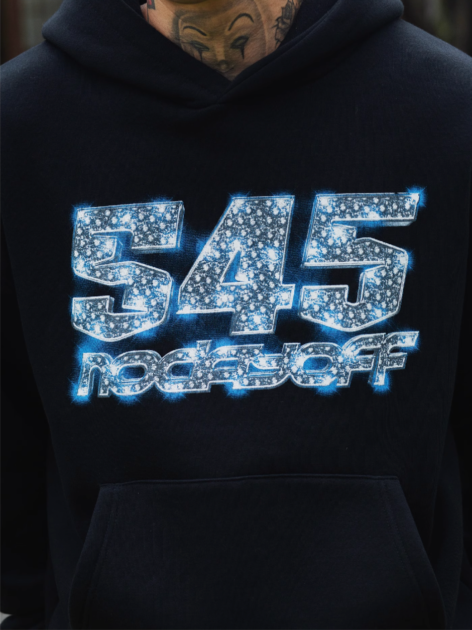 S45 Ice Blue Full Diamond Print Logo Hoodie
