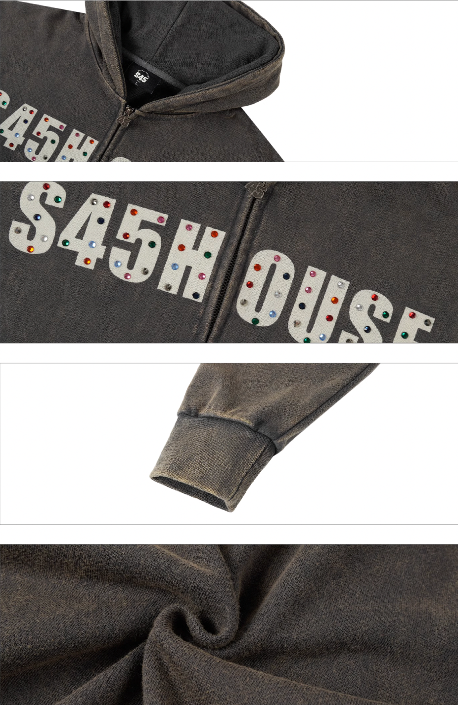 S45 Gemstone Logo Washed Zip Up Hoodie