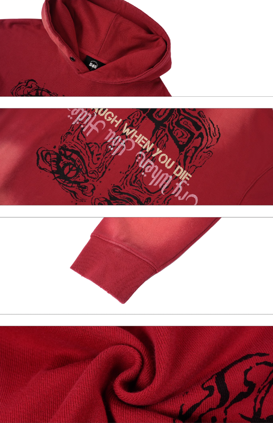 S45 Gradient Washed Tears Girl Print Hoodie