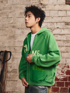 S45 Washed Flocking 3D Printed Zip Up Hoodie