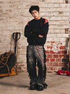 S45 Plaid Destruction Patchwork Sweatshirt