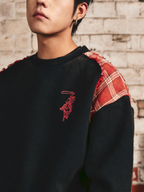 S45 Plaid Destruction Patchwork Sweatshirt