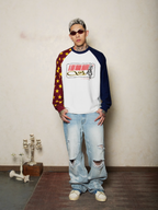 S45 Star Raglan Two Color Stitching Sweatshirt