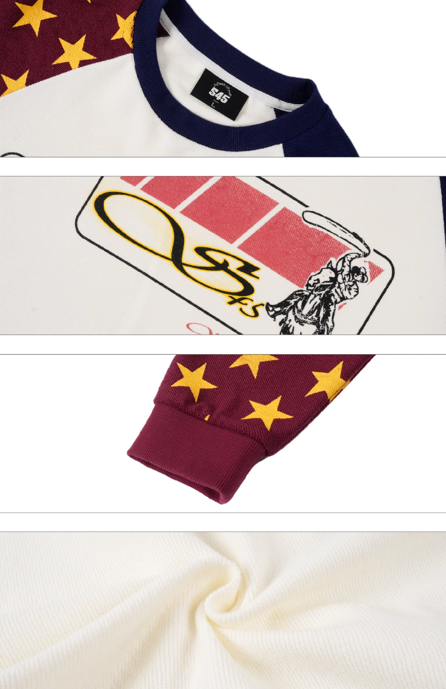S45 Star Raglan Two Color Stitching Sweatshirt