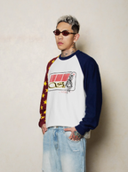 S45 Star Raglan Two Color Stitching Sweatshirt