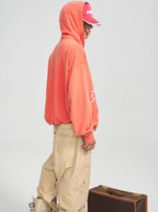 STEEPC Washed Aged Red Raglan Zip Up Hoodie