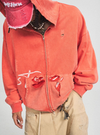 STEEPC Washed Aged Red Raglan Zip Up Hoodie