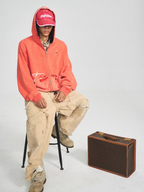 STEEPC Washed Aged Red Raglan Zip Up Hoodie