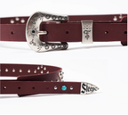 STEEPC Turquoise Studded Tanned Leather Belt
