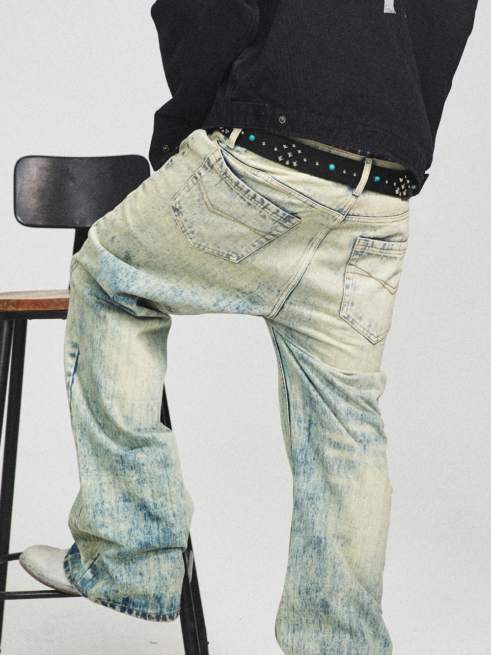 STEEPC Turquoise Studded Tanned Leather Belt