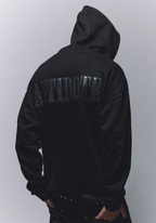 ANTIDOTE Patchwork Leather Embroidered Hoodie