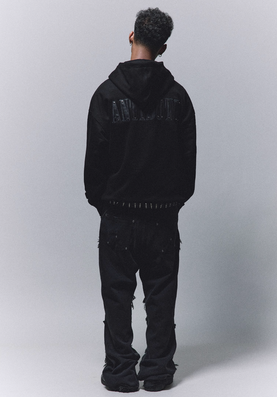 ANTIDOTE Patchwork Leather Embroidered Hoodie