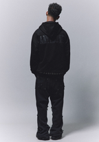 ANTIDOTE Patchwork Leather Embroidered Hoodie